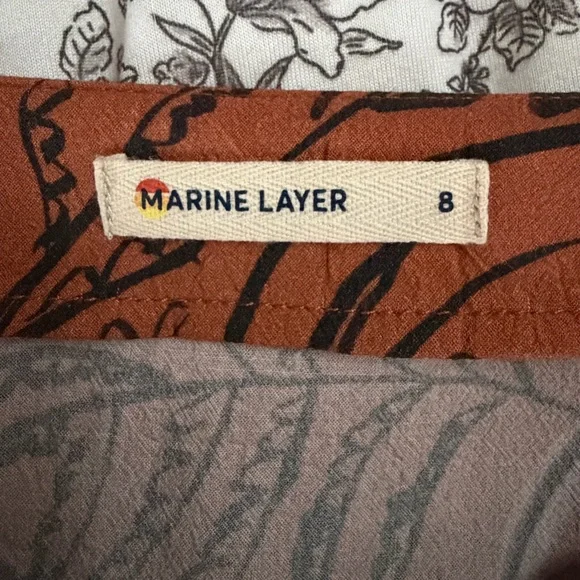 Marine Layer‎ Ryan Midi Slip Skirt Brown Leaf Print Maxi Skirt Size 8 EUC - Picture 5 of 6